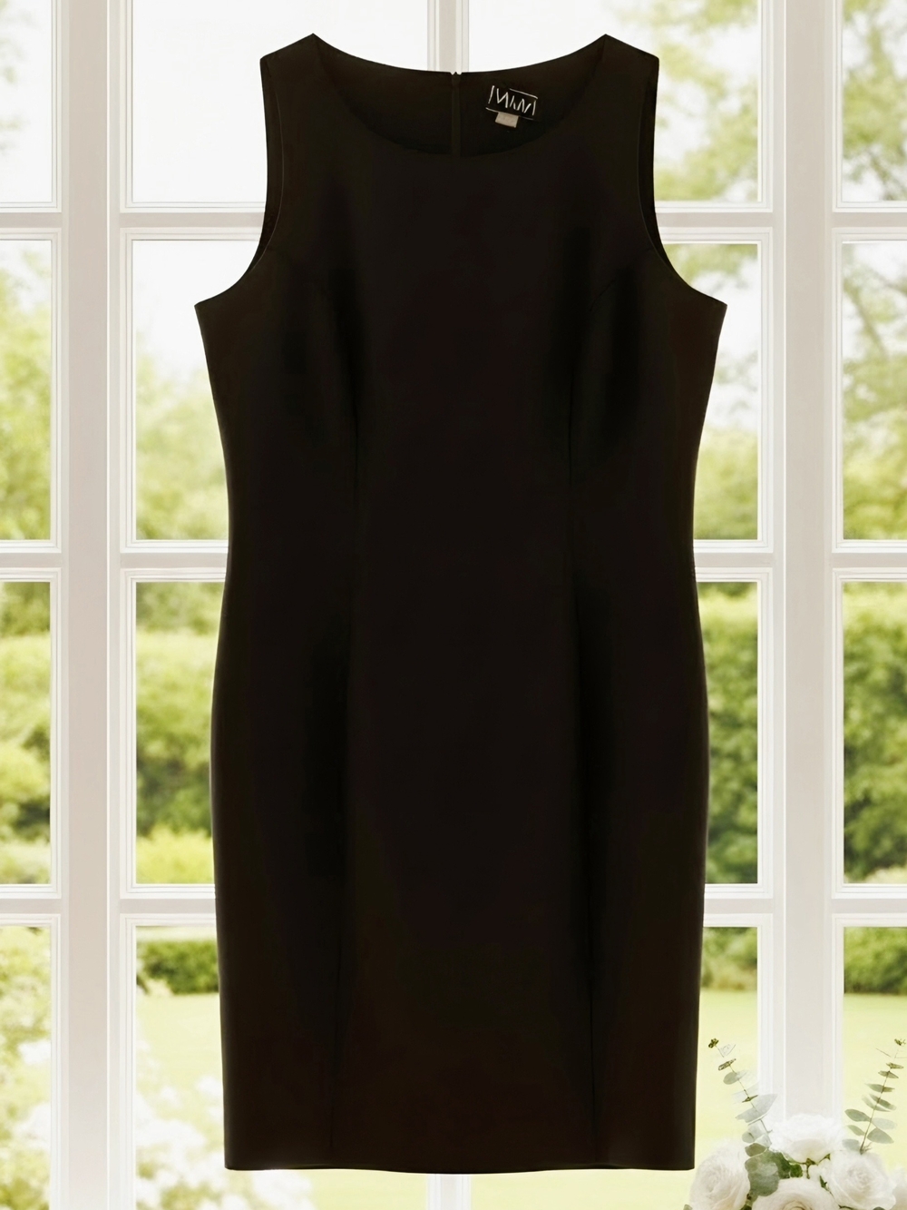Black Sleeveless Midi Sheath Dress by MAV